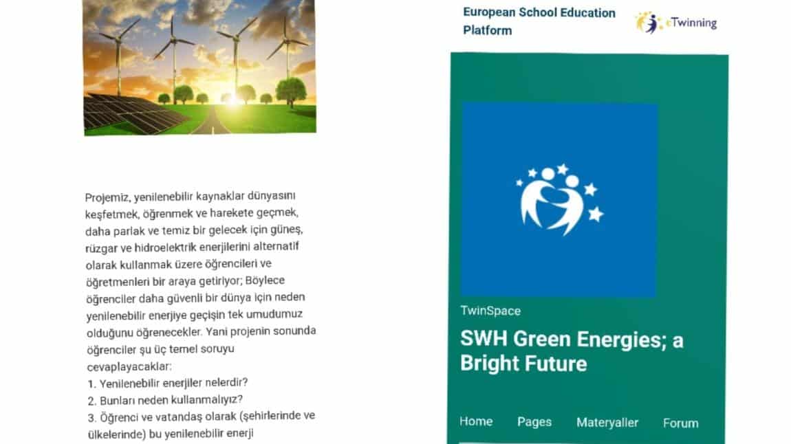 SWH Green Energies; A Bright Future (Swh Yeşil Enerjiler; Parlak Bir Gelecek) e-Twınnıng Projesi Başladı